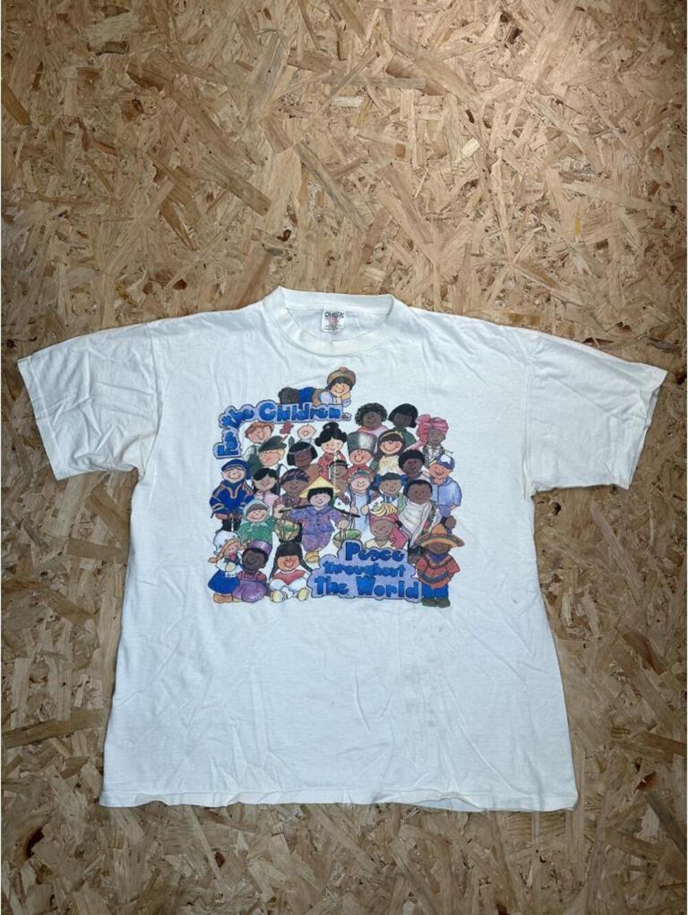 Vintage Oneita Power-T Peace Throughout The World For The Children Shirt XL